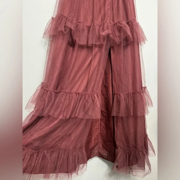 Revelry Frankie Convertible Velvet + Tulle Dress in Dusty Rose / Rosewood - 12 - Picture 3 of 11